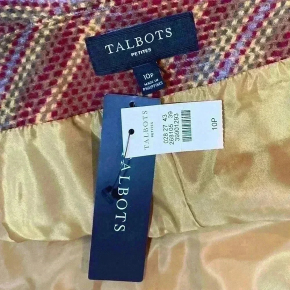 NWT Talbots Women's Brown/ Blue Plaid Fully Lined A-Line Skirt Size 10‎ Petite - Picture 4 of 6